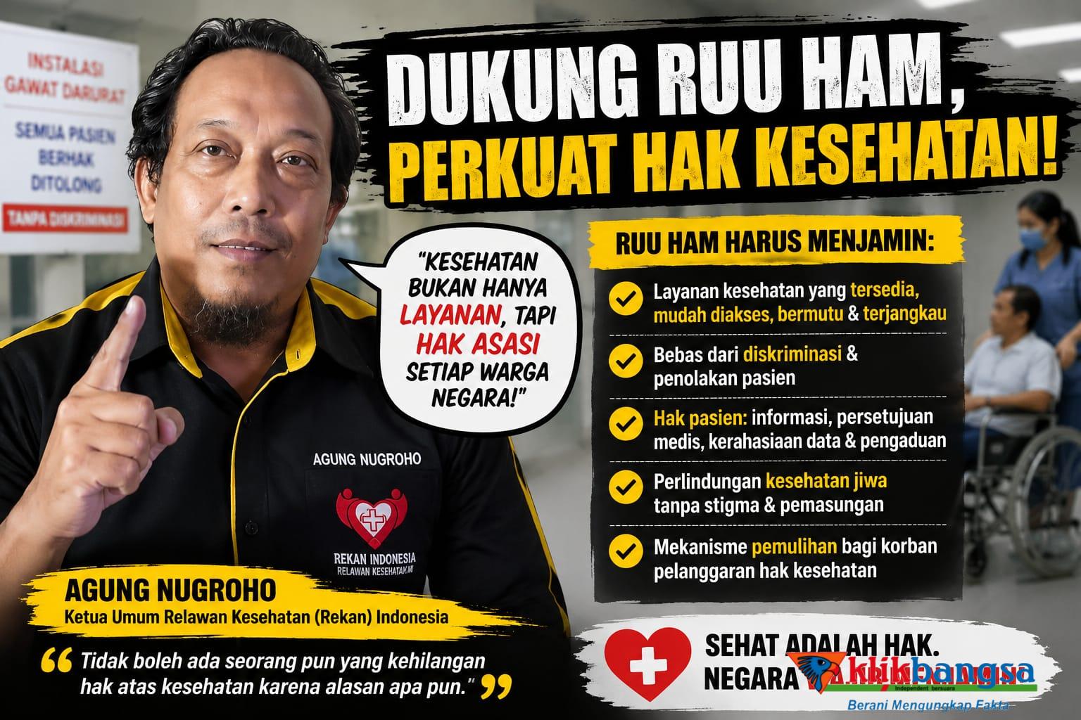 Rekan Indonesia Dorong RUU HAM Perkuat Jaminan Hak Kesehatan Warga Negara