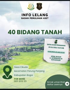 Badan Pemulihan Aset Berhasil Lelang 40 Bidang Tanah Milik Terpidana Benny Tjokrosaputro, Hasilkan Penerimaan Rp90,82 Miliar