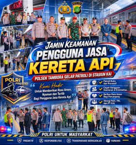Jamin Keamanan Pengguna Jasa Kereta Api, Polsek Tambora Gelar Patroli di Stasiun KAI