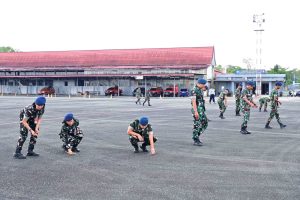 Pastikan Apron Bebas FOD, Personel Lanud Sjamsudin Noor Sisir Benda Asing Jaga Keselamatan Penerbangan Tetap Aman